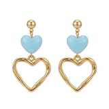 Brincos Dual Heart Sky