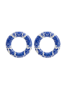 Brincos Argola Círculo Azulejo Clássico