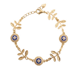 Pulseira Ramos e Medalhões Azul Dourada
