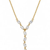 Colar Dourado Cascata de Zircónias Navete