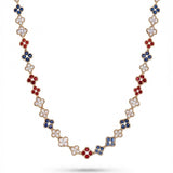 Colar Dourado Trevos Multicolor com Zircónias