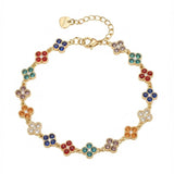Pulseira Dourada Trevos Multicolor com Zircónias