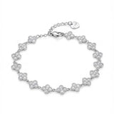 Pulseira Prateada Trevos com Zircónias
