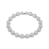 Pulseira Prateada com Halo de Zircónias Redondas